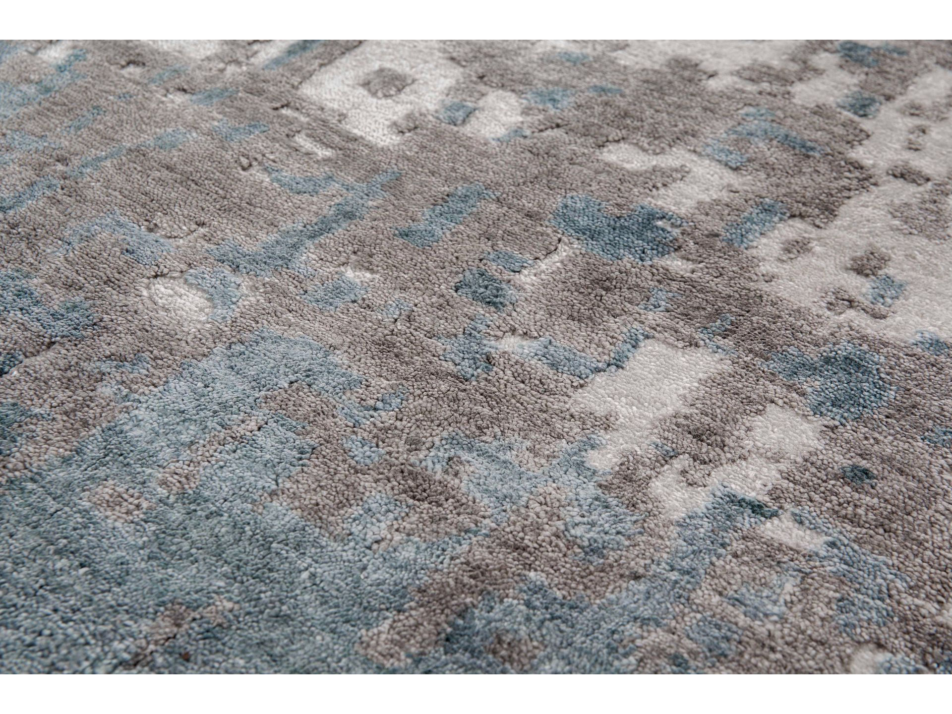 Tapis Abstrait Indien en Soie de Bambou