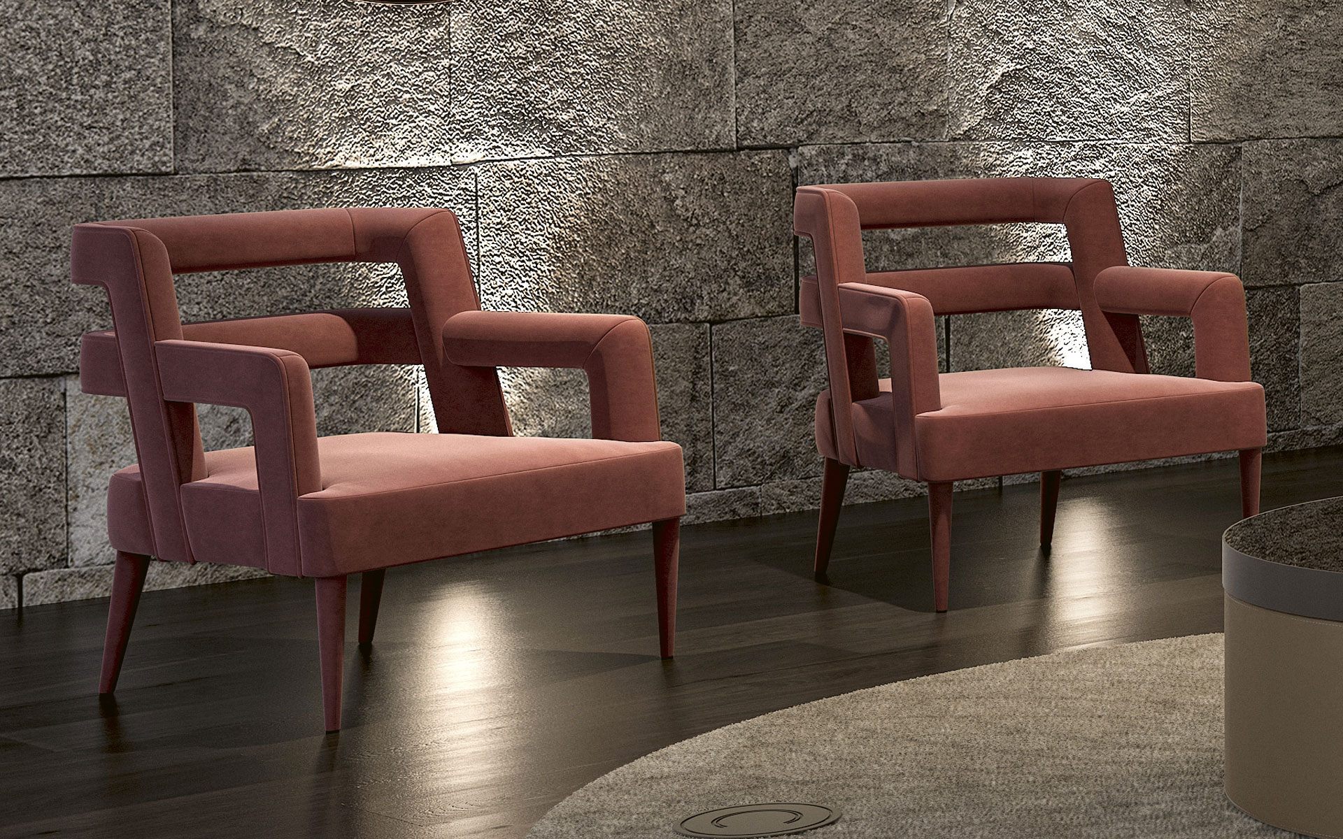 Fauteuil Rose Rembourré