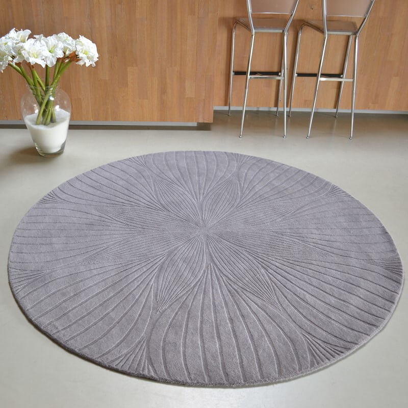 Tapis Rond Folia Gris 38305 | Taille: Ø 200 cm