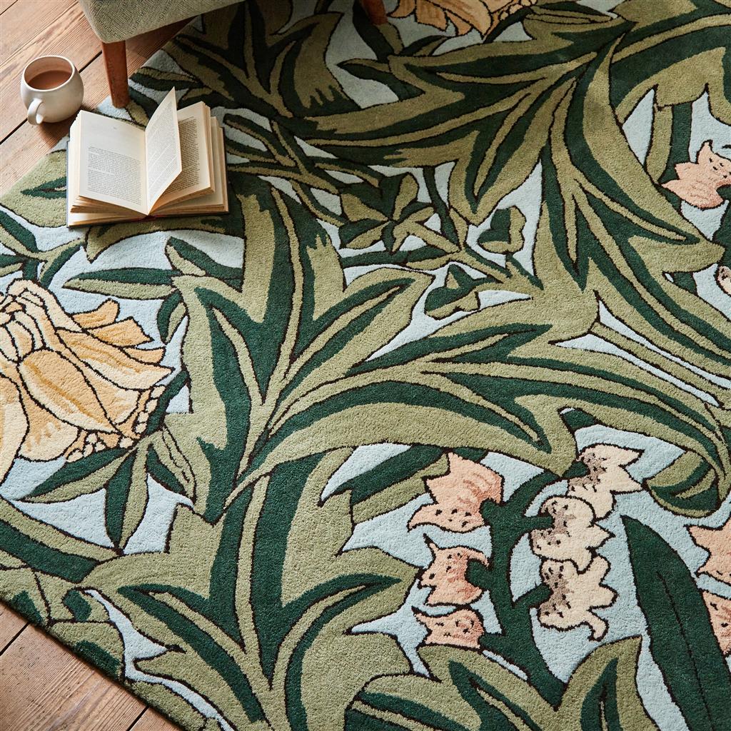 Tapis en laine et viscose Bluebell Leafy Arb Green 127607 | Taille: 250 x 350 cm