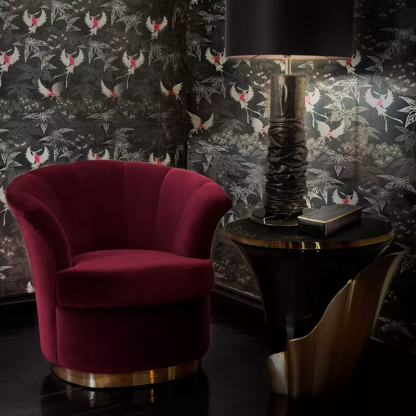 Table d’Appoint Yasmine Feuille d’Or Vieillie
