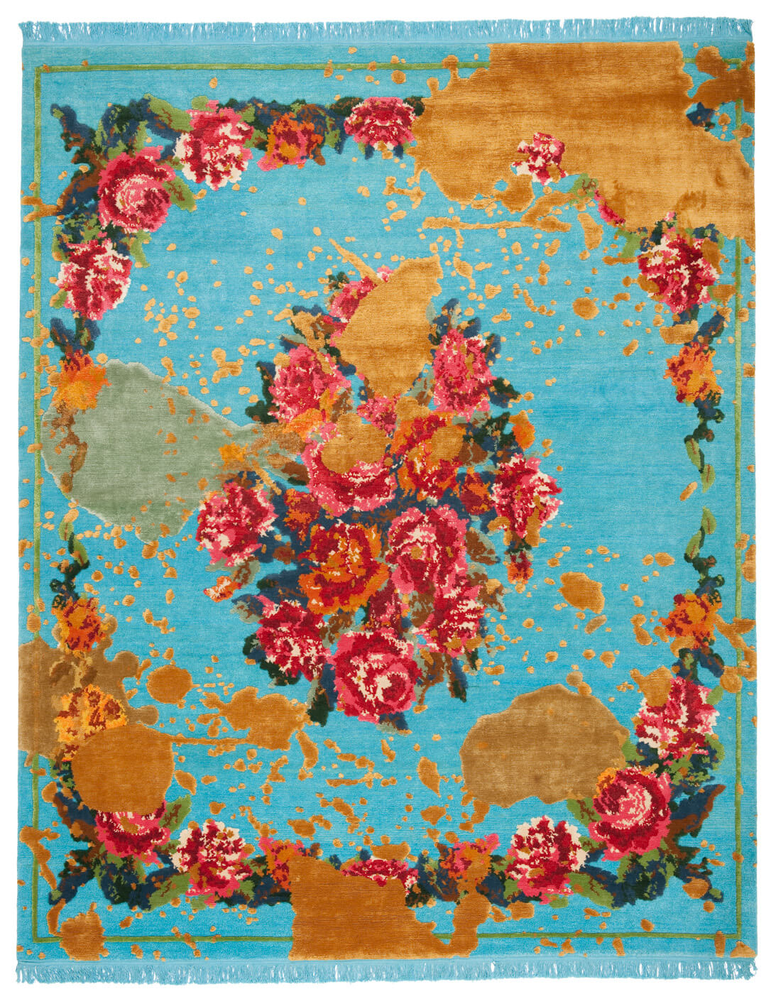 Tapis Sofianka Tâches Bleu Sibérien Doré