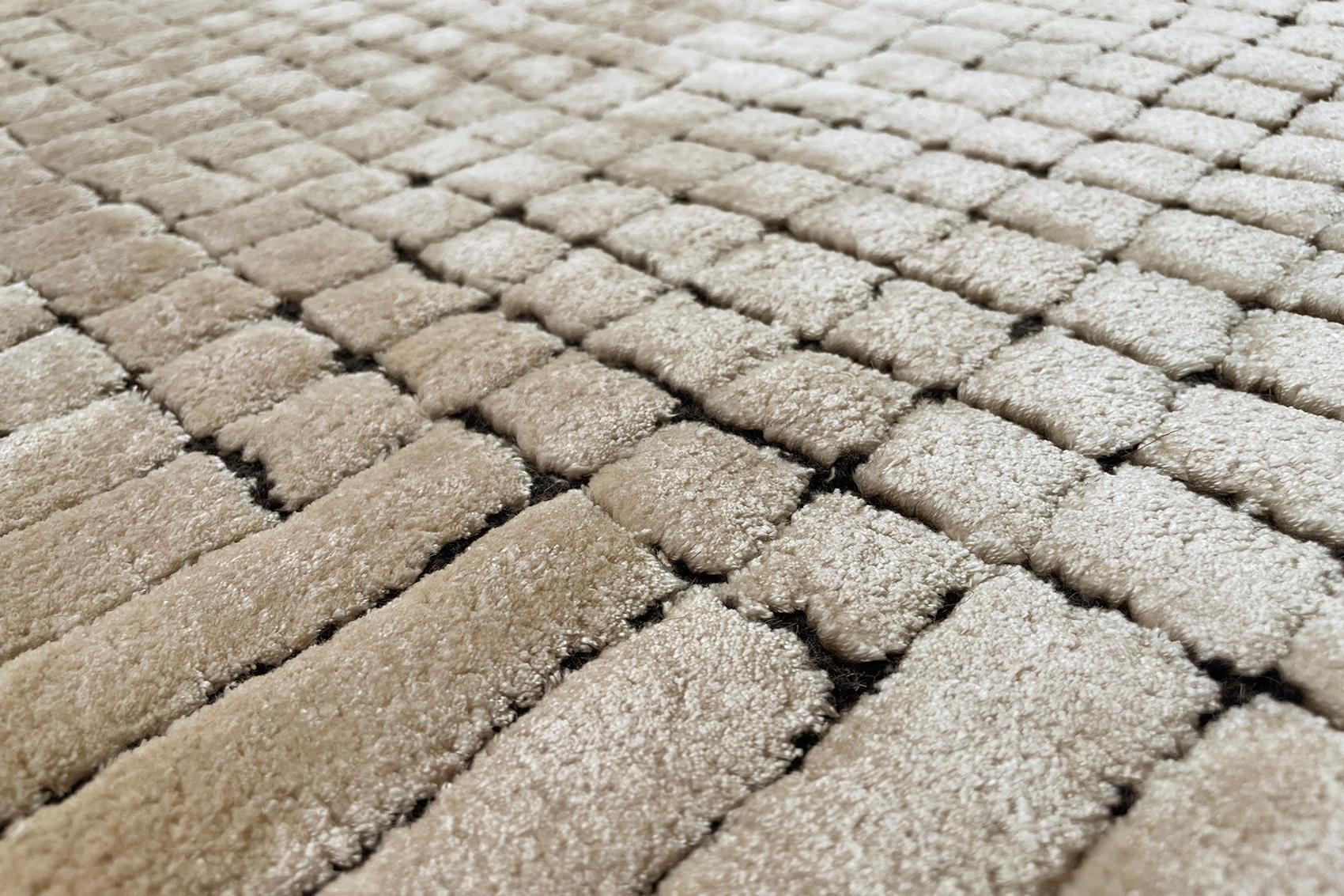 Tapis Geometry sable tufté main
