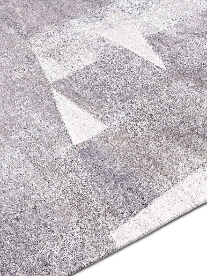 Tapis tissé main Argent Neige