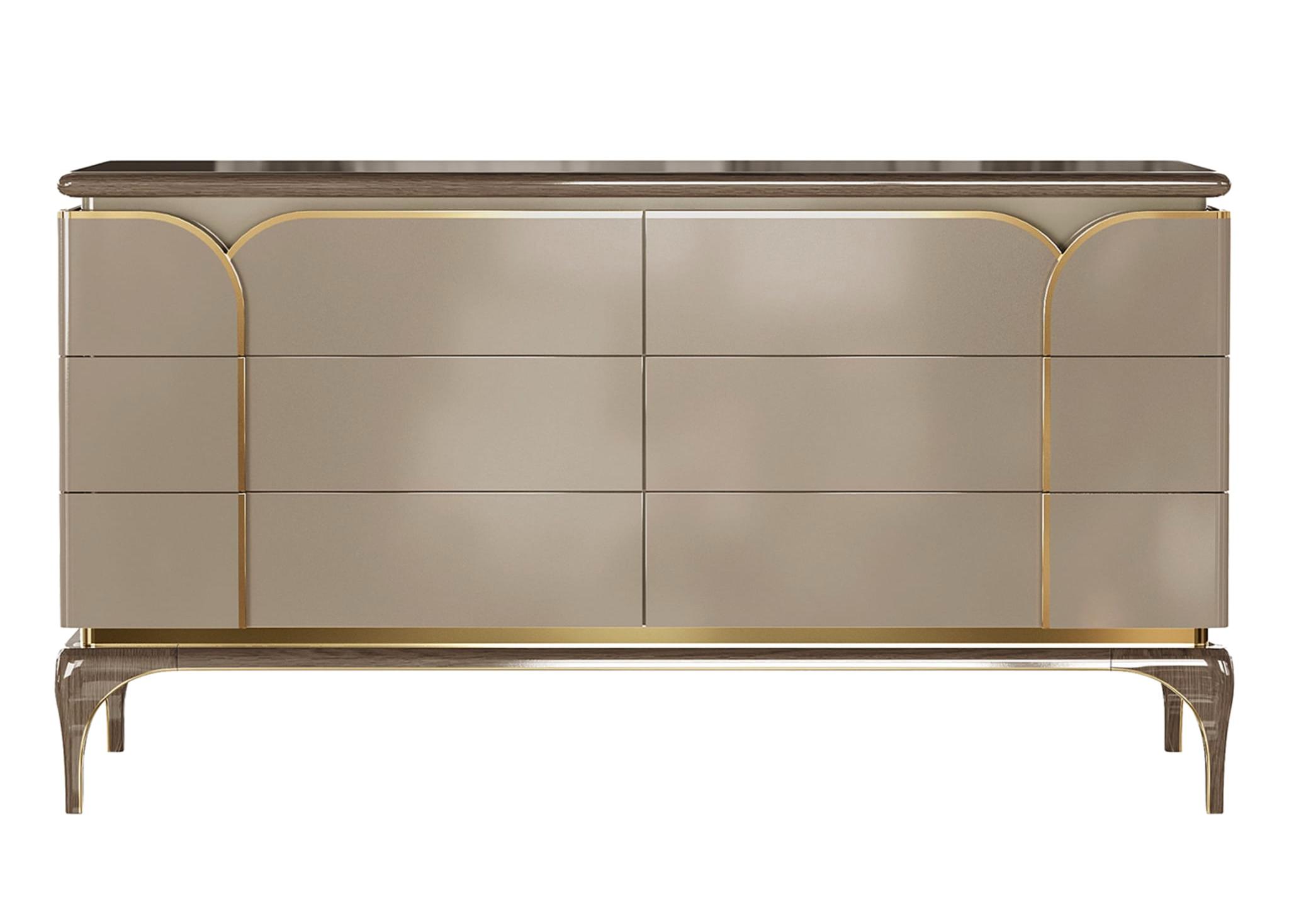 Commode Beige 4 Portes De Luxe | Configuration: Avec miroir