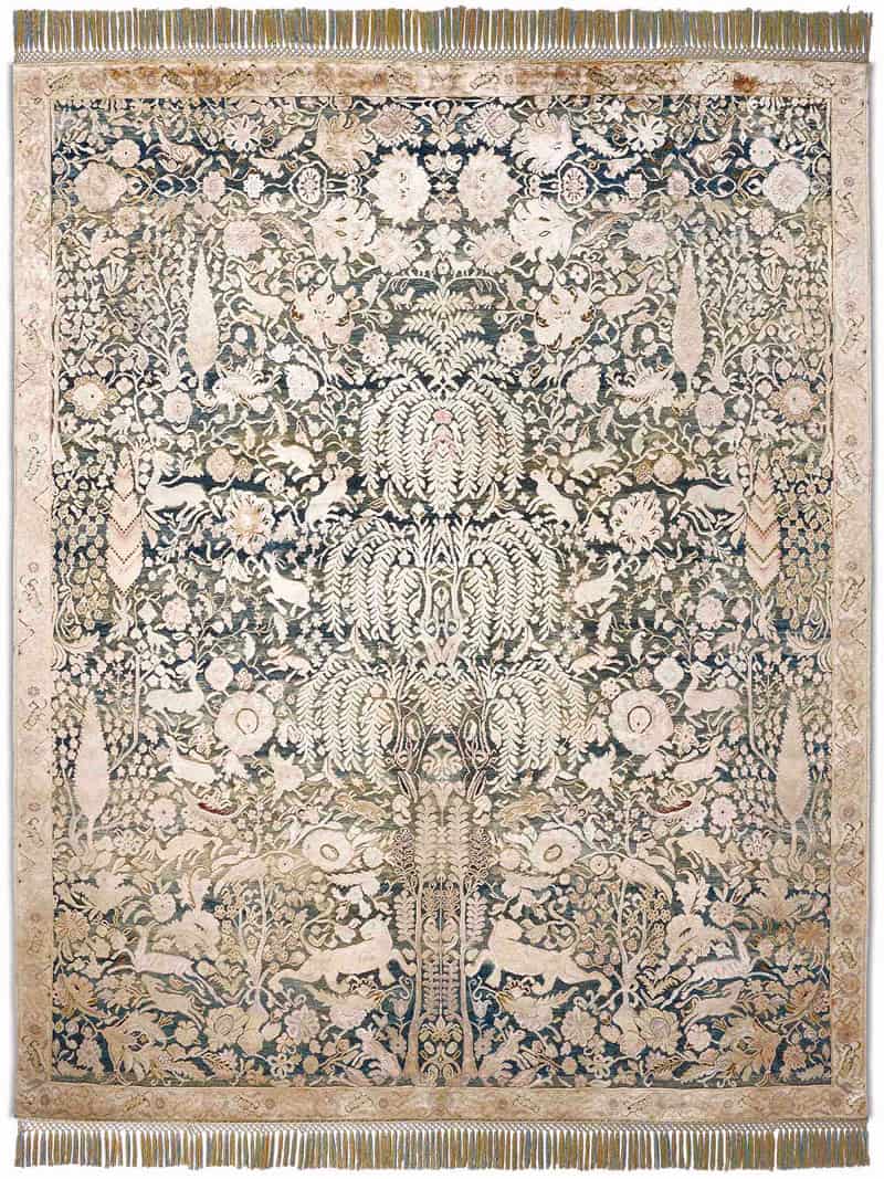 Tapis de luxe fait main Or / Bleu