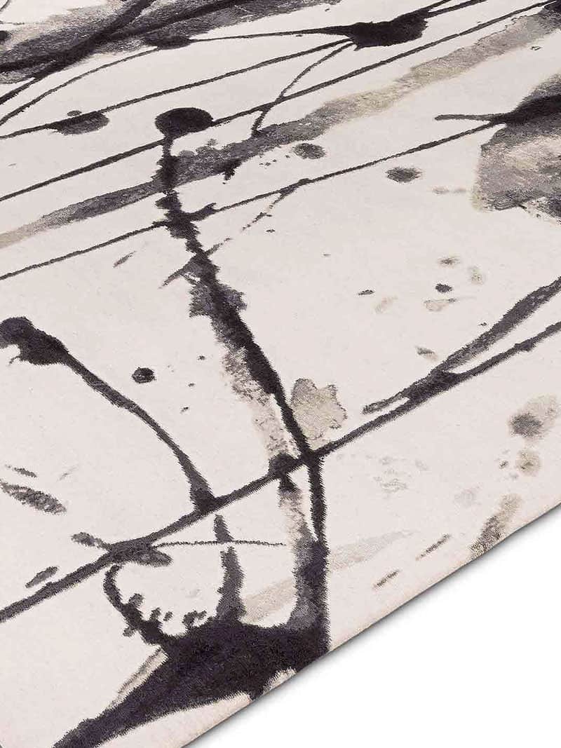 Tapis No. 06 Noir & Blanc sur Blanc | Taille: 122 x 183 cm