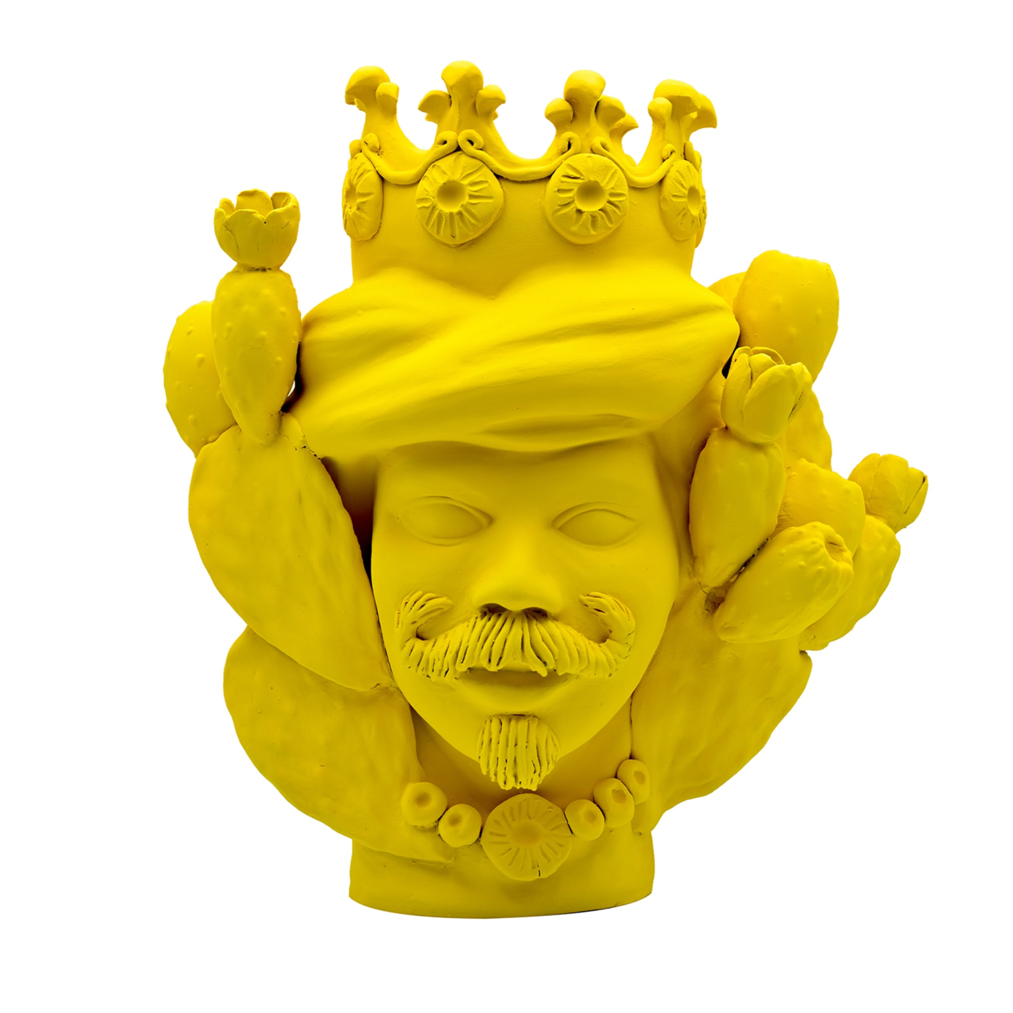 Sculpture Tête De Maure Jaune Mat