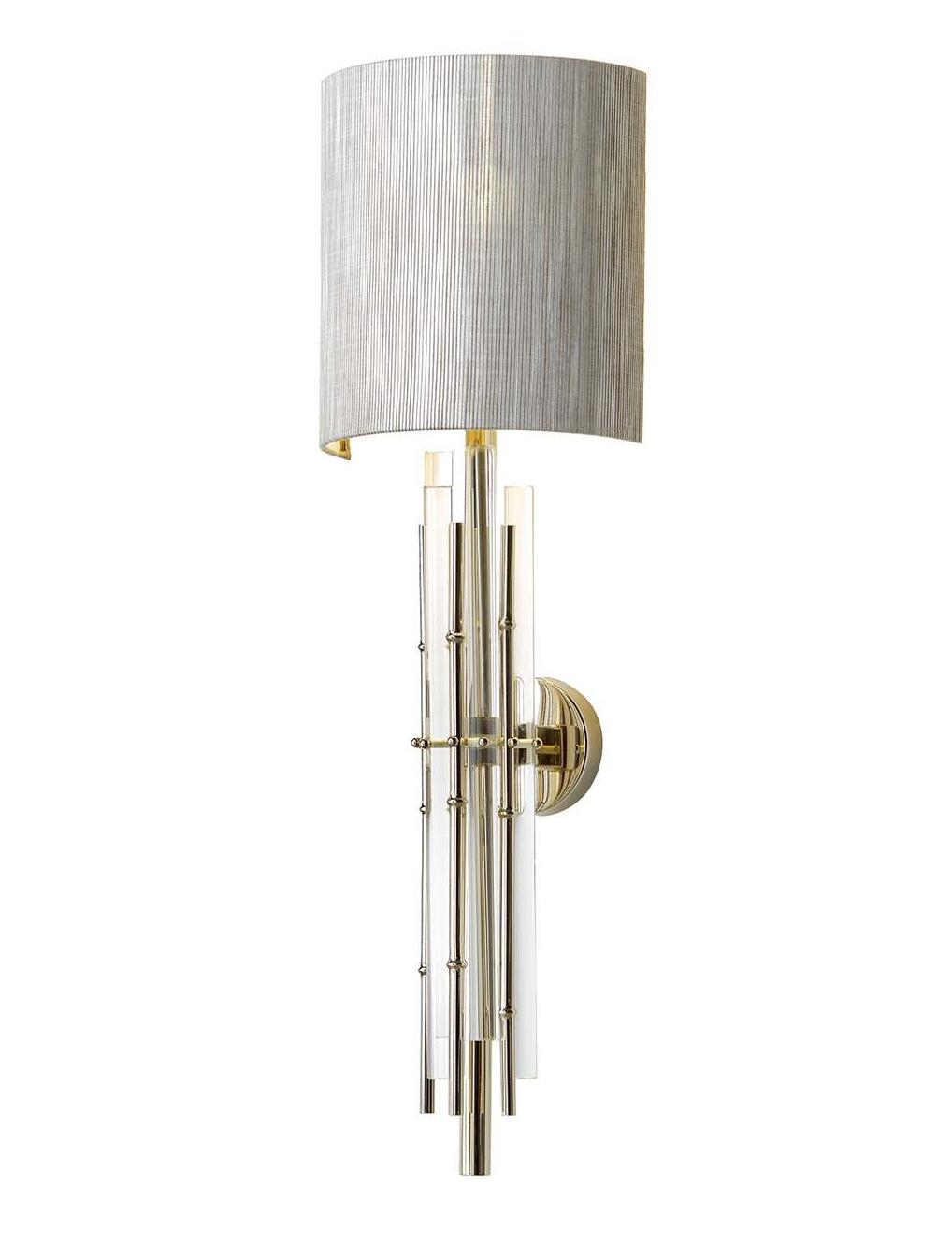 Applique Murale Bambou en Verre avec Abat-Jour en Tissu