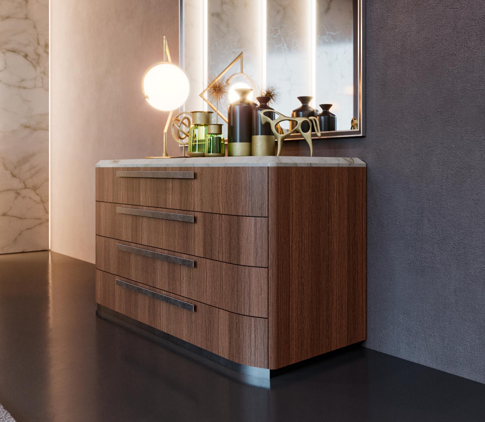Commode en bois et marbre Andy