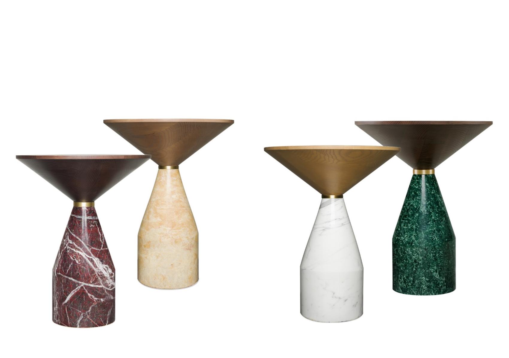 Petite table d'appoint Cino en marbre blanc