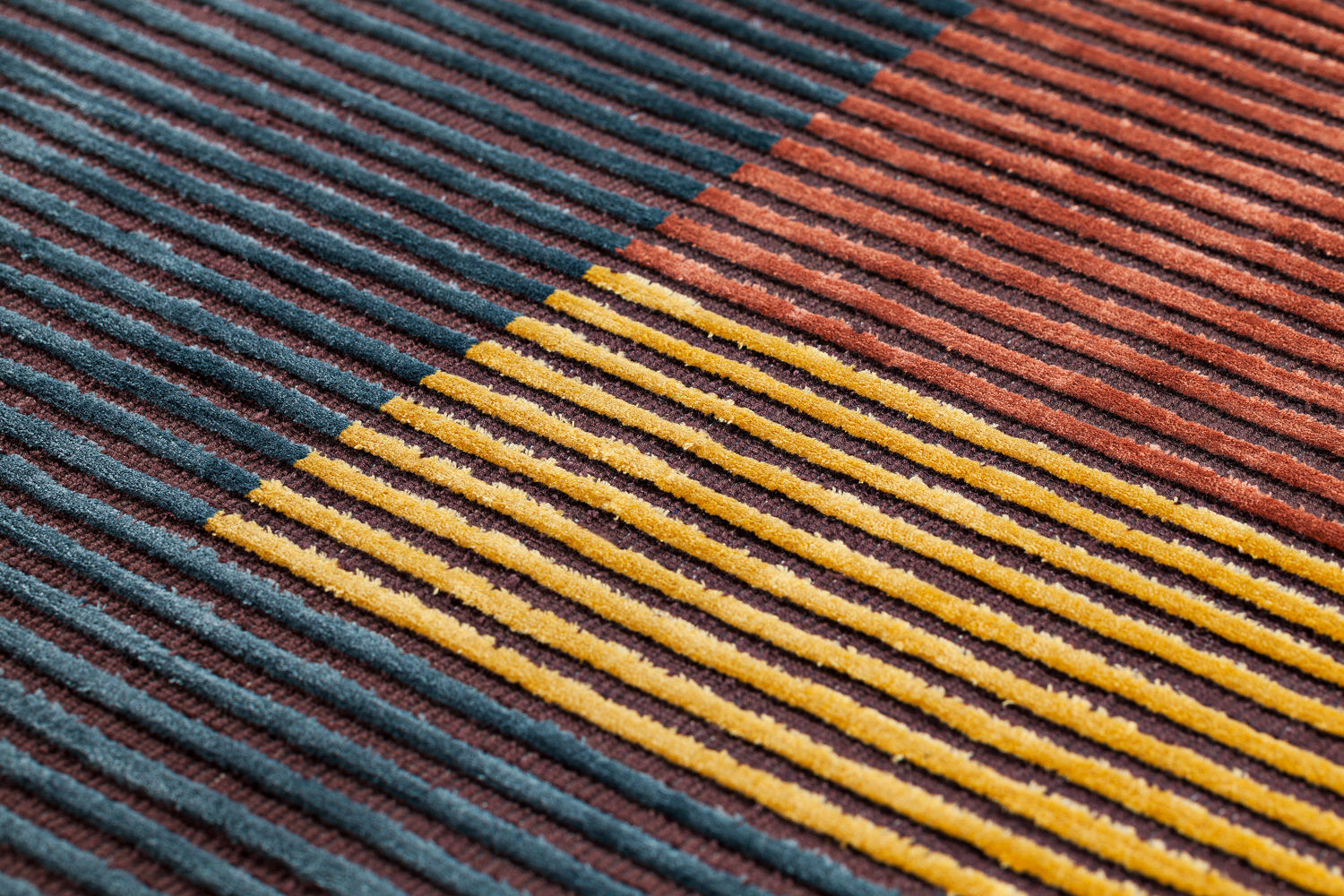 Tapis Multicolore à Rayures en Viscose Tissé à la Main