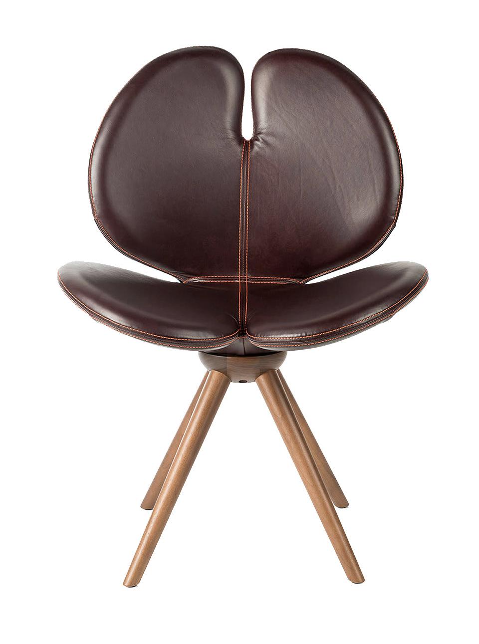 Chaise Pansè en laine et cuir