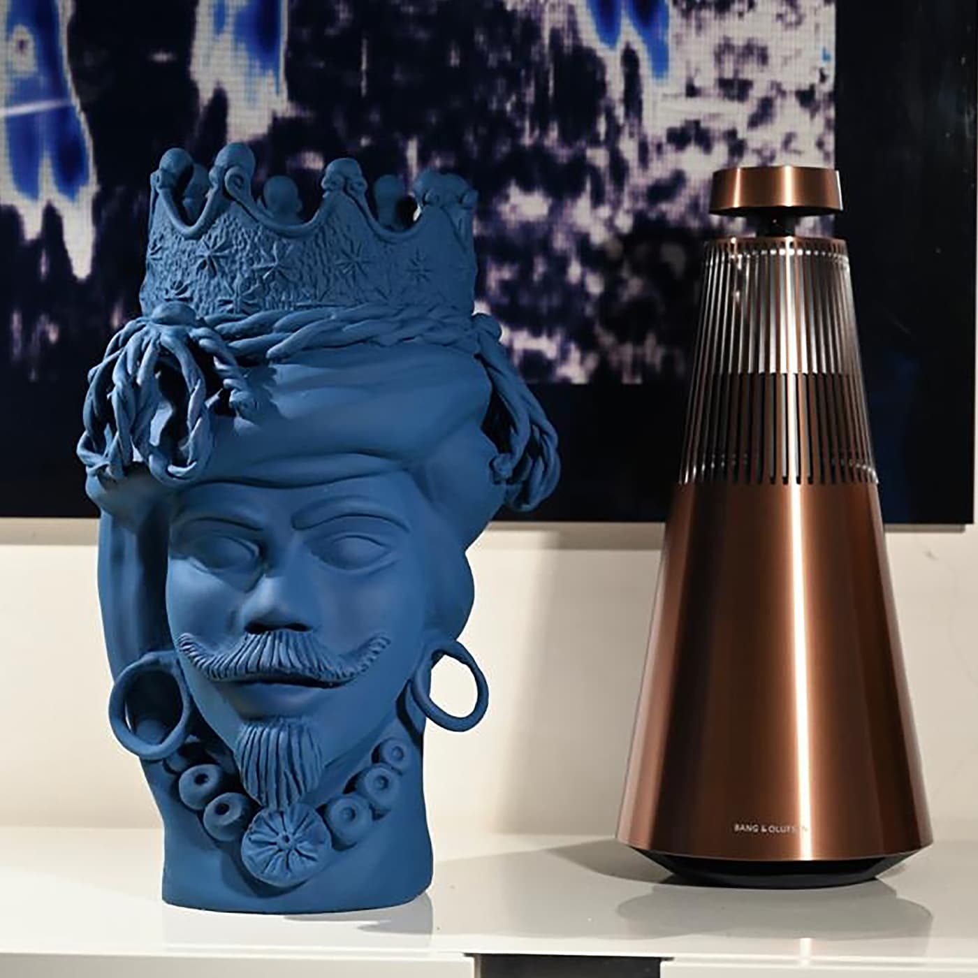 Sculpture Tête De Maure Bleu