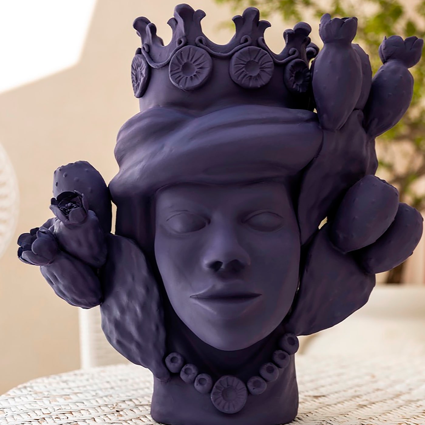 Sculpture Tête De Maure Violette
