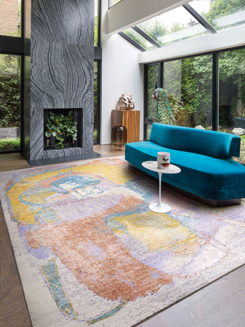Tapis noué main de luxe Pastel Menthe