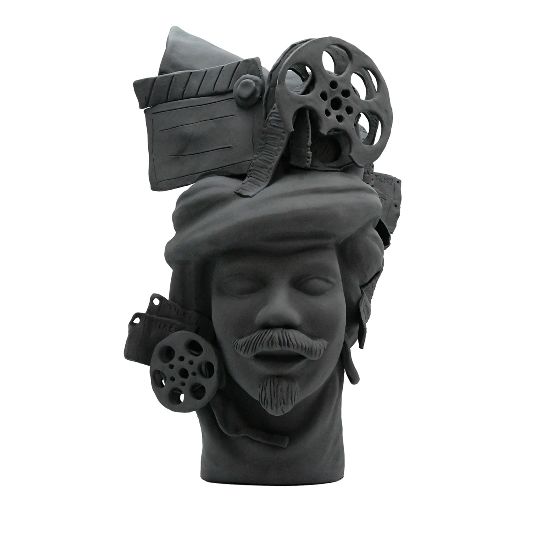 Sculpture Tête De Maure Gris Mat