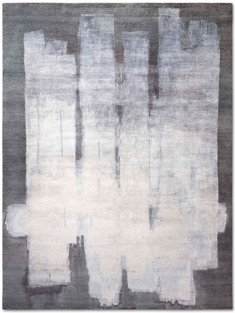 Tapis tissé main Gris Argenté | Taille: 365 x 457 cm