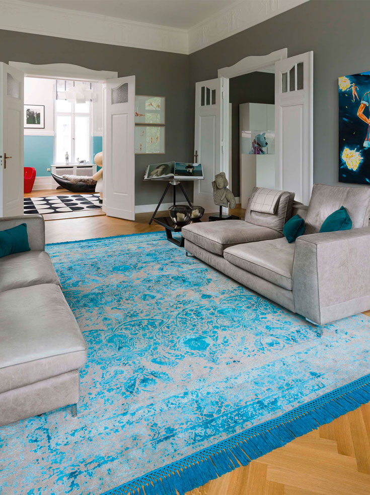 Tapis de luxe Bleu Électrique