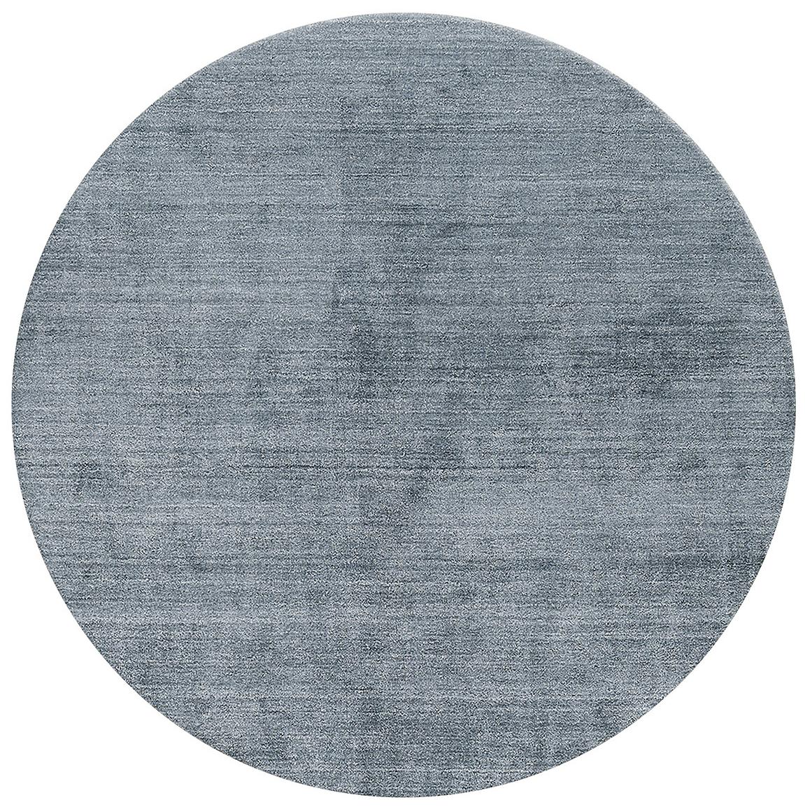 Tapis Rond Bleu en Soie de Bambou