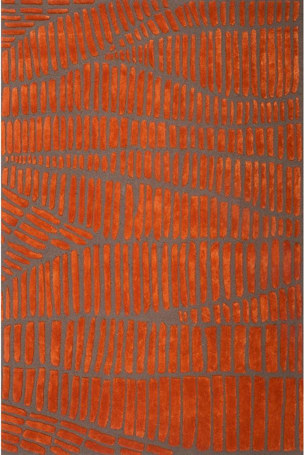 Tapis laine / viscose Orange Gris Enia | Taille: 200 x 300 cm