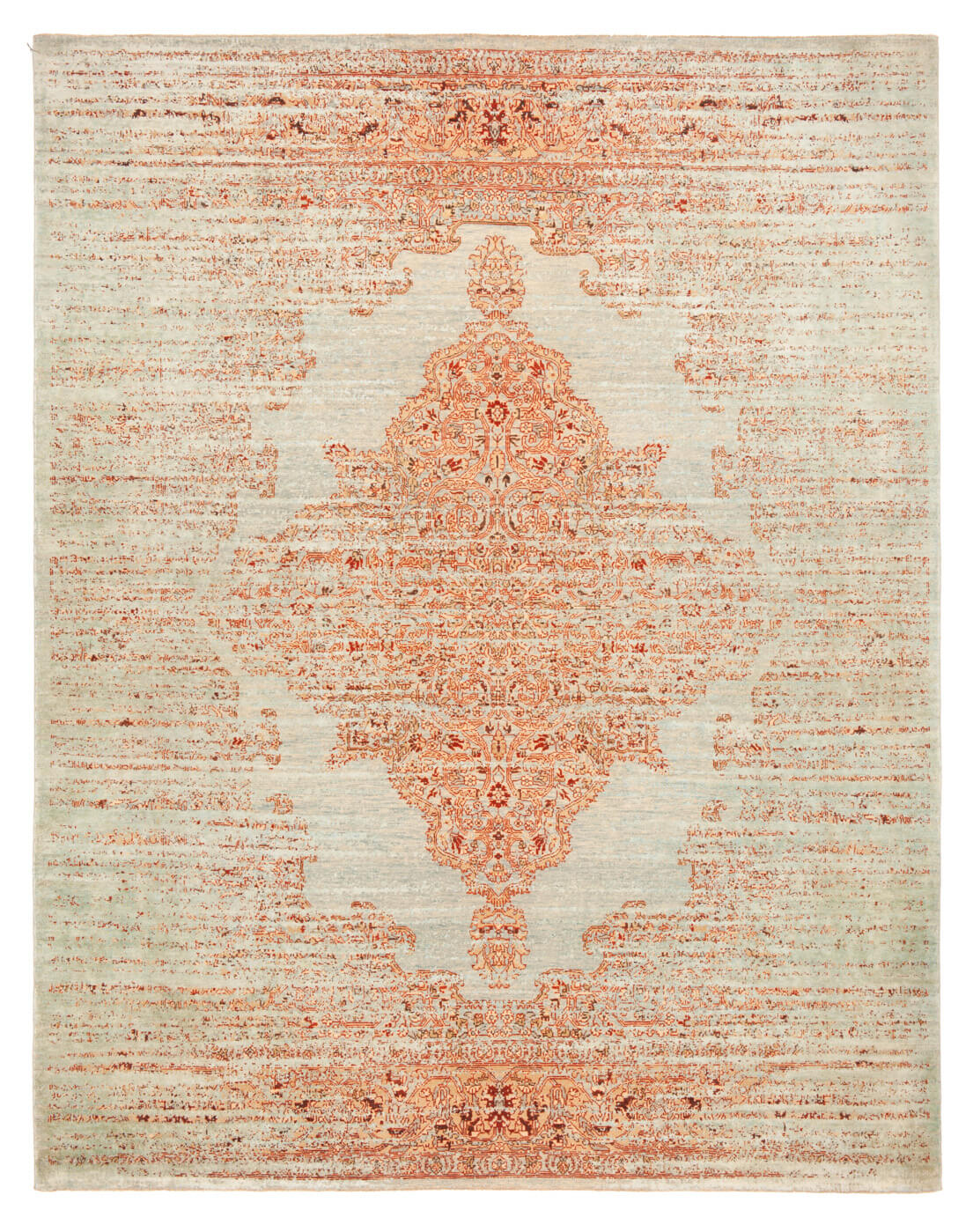 Tapis Tabriz Fashion Stomped Bleu Bleu Bébé Soie