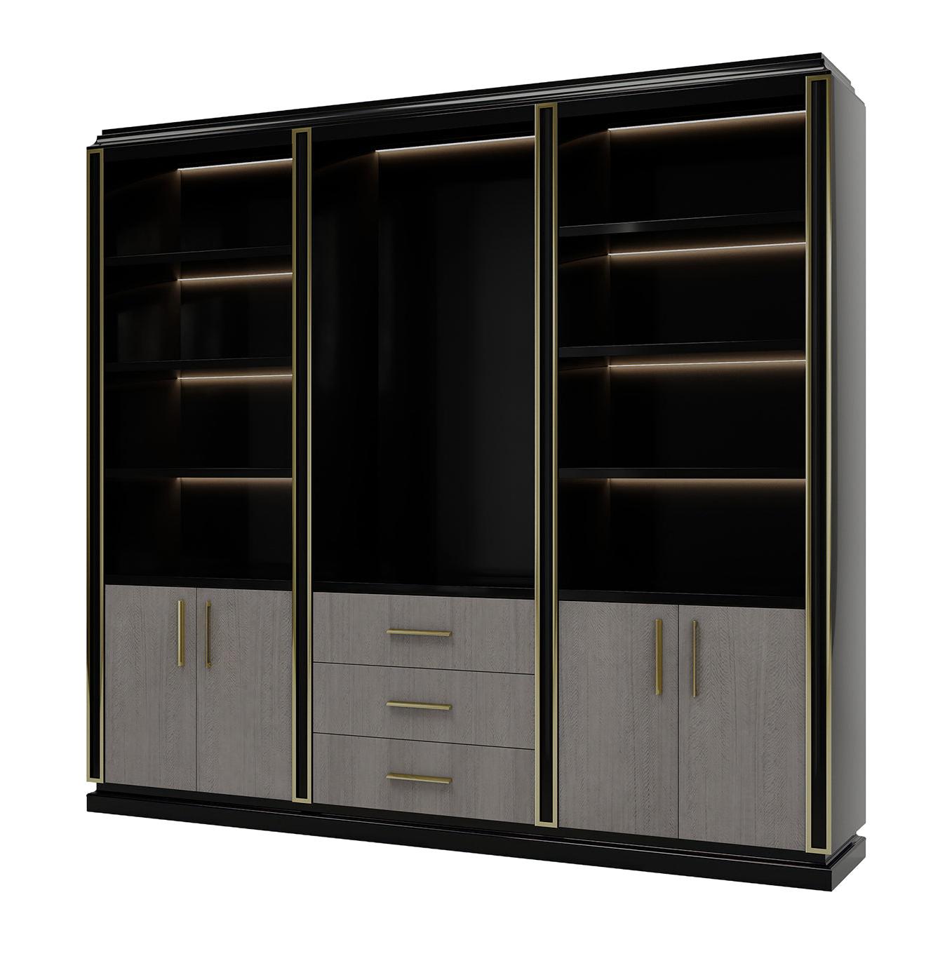 Bibliothèque avec portes en bois
