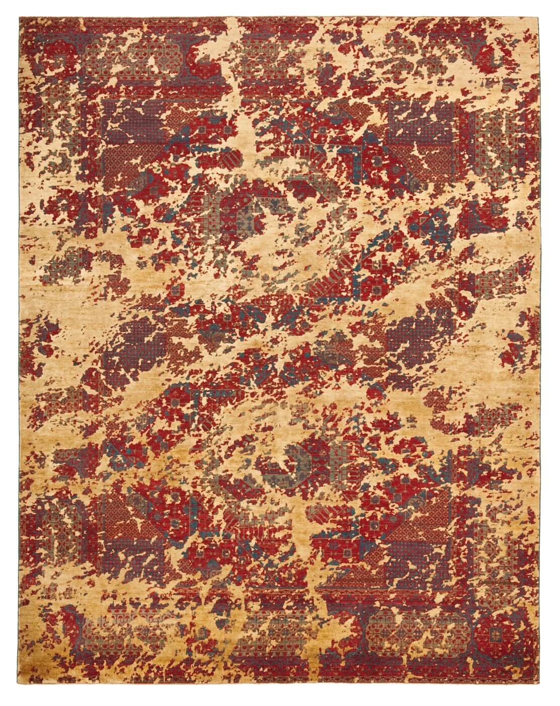 Tapis Mamluk Knightsbridge Double Ciel Rouge Doré Soie