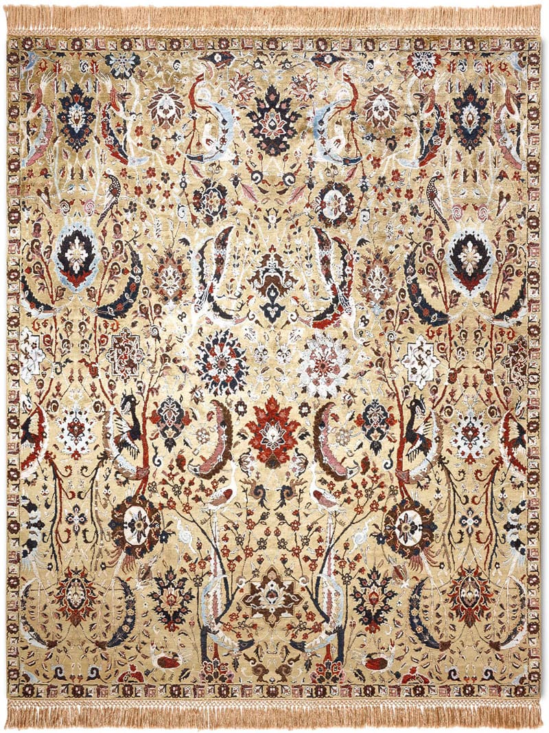 Tapis de luxe fait main Kerman Jaune | Taille: 170 x 240 cm