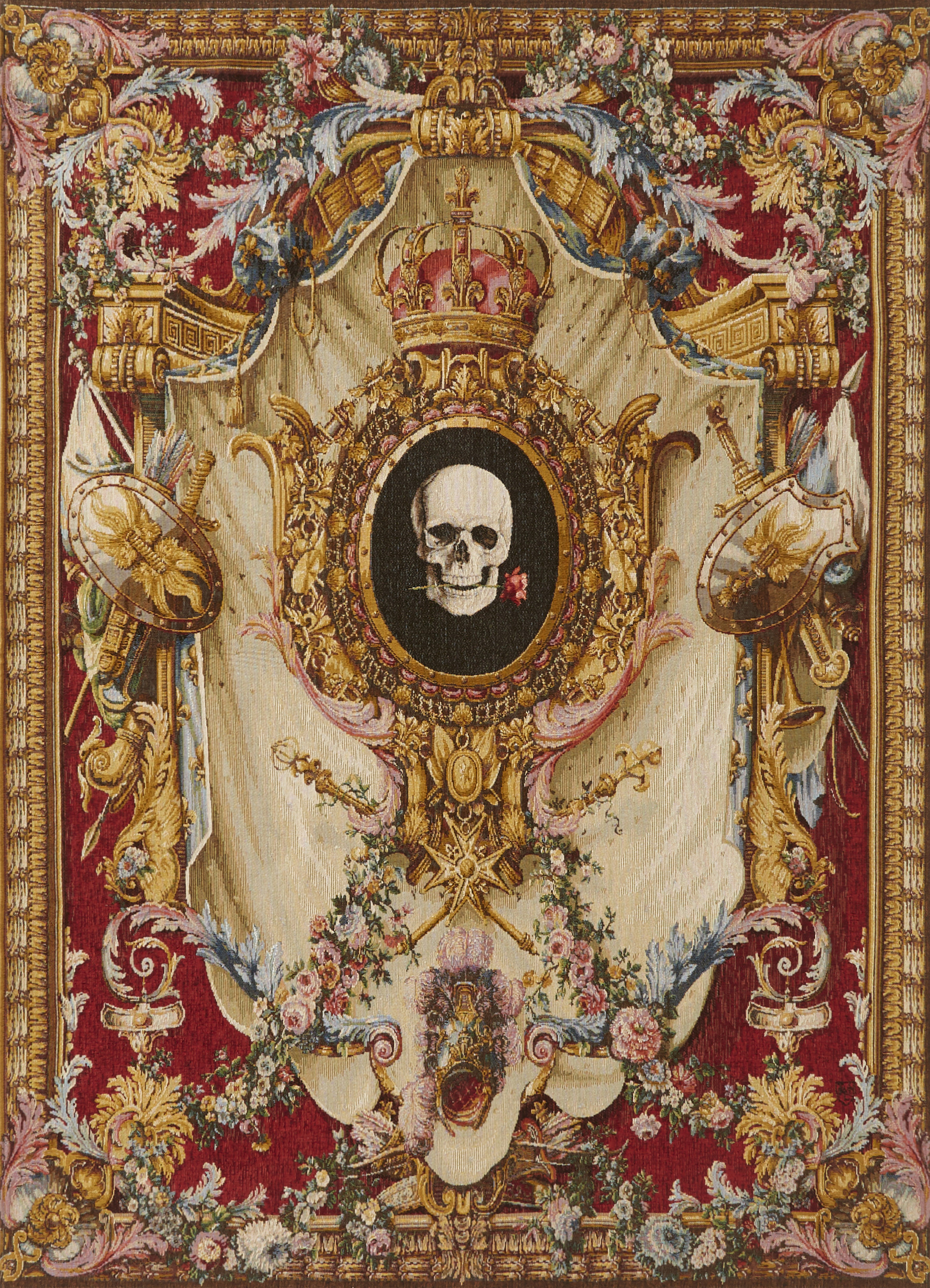 Tapisserie Blason et Crâne | Taille: 110 x 150 cm