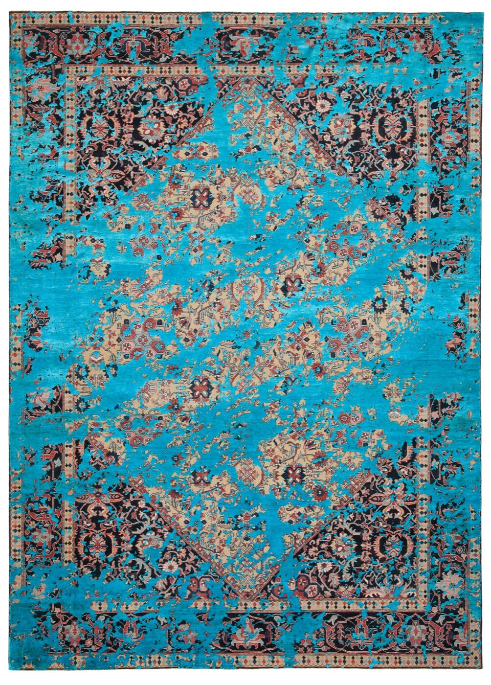 Tapis Serapi Queensbury Double Ciel Néon Phirozy | Taille: 200 x 300 cm
