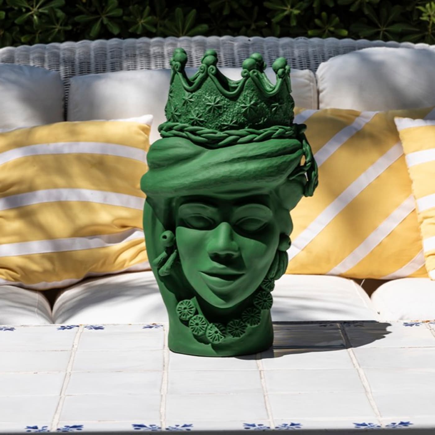 Sculpture Tête De Maure Verte