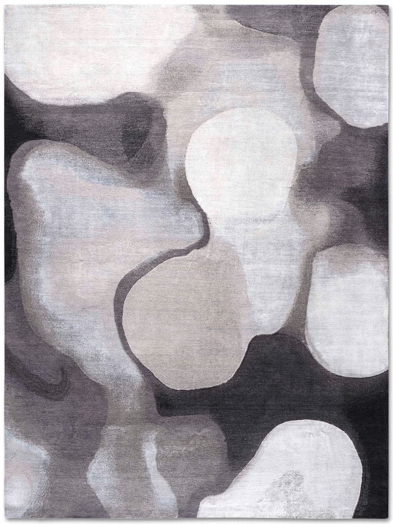 Tapis fait main de luxe Argent / Gris
