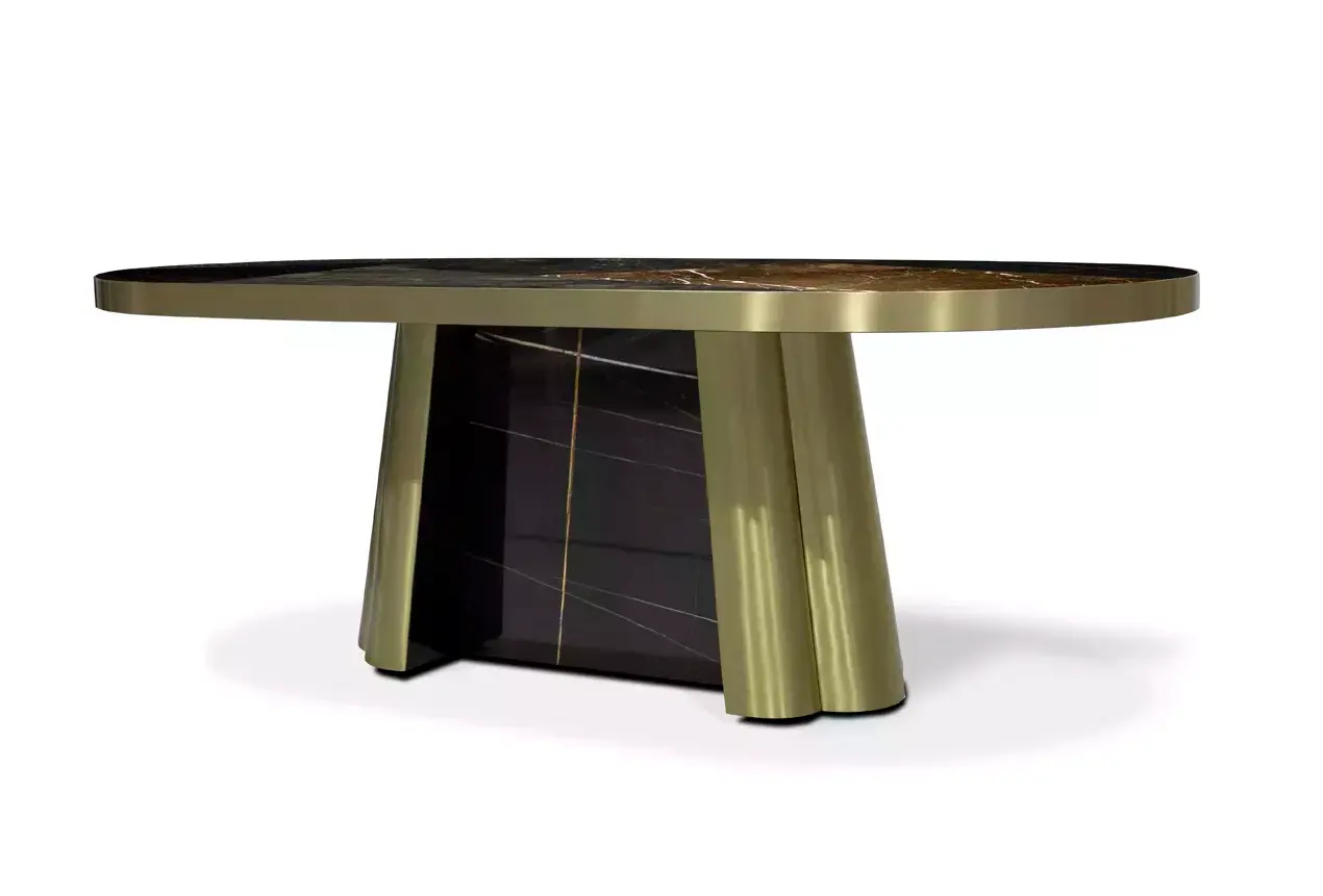 Table de Salle à Manger Decodiva Granit Noir & Or