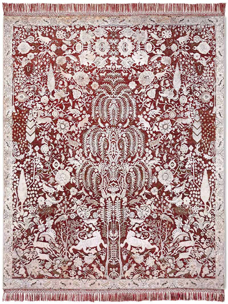 Tapis de luxe fait main Or / Rouge