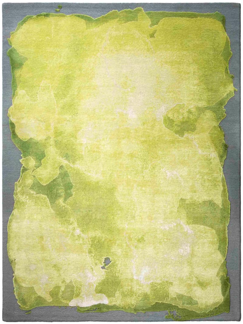 Tapis noué main de luxe Mono Vert / Jaune