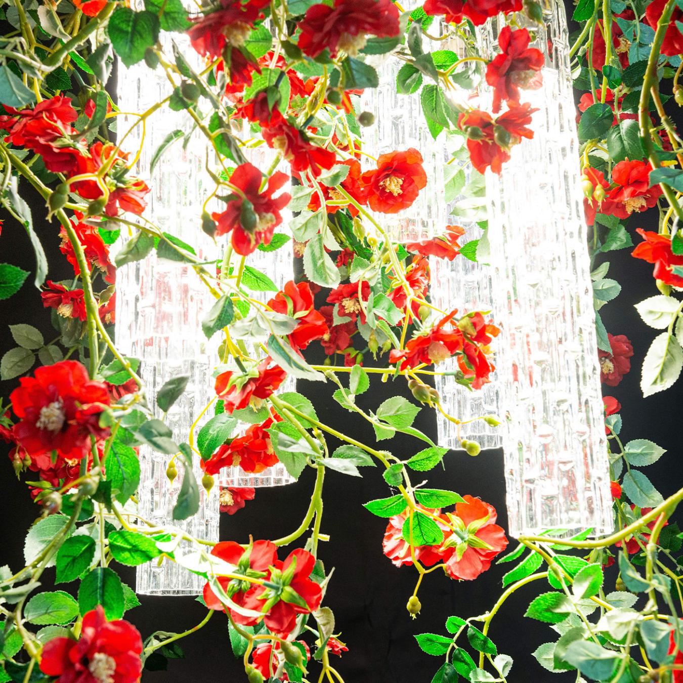 Lustre carré roses rouges