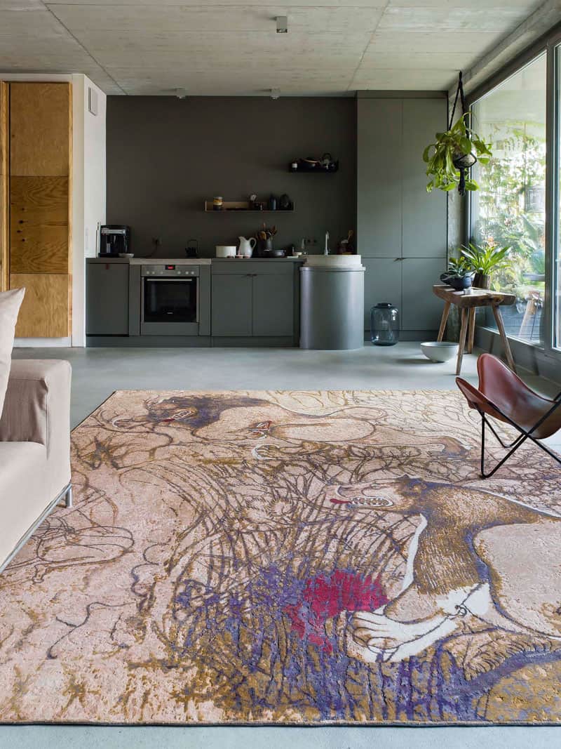 Tapis tissé main Deux Lions | Taille: 250 x 300 cm