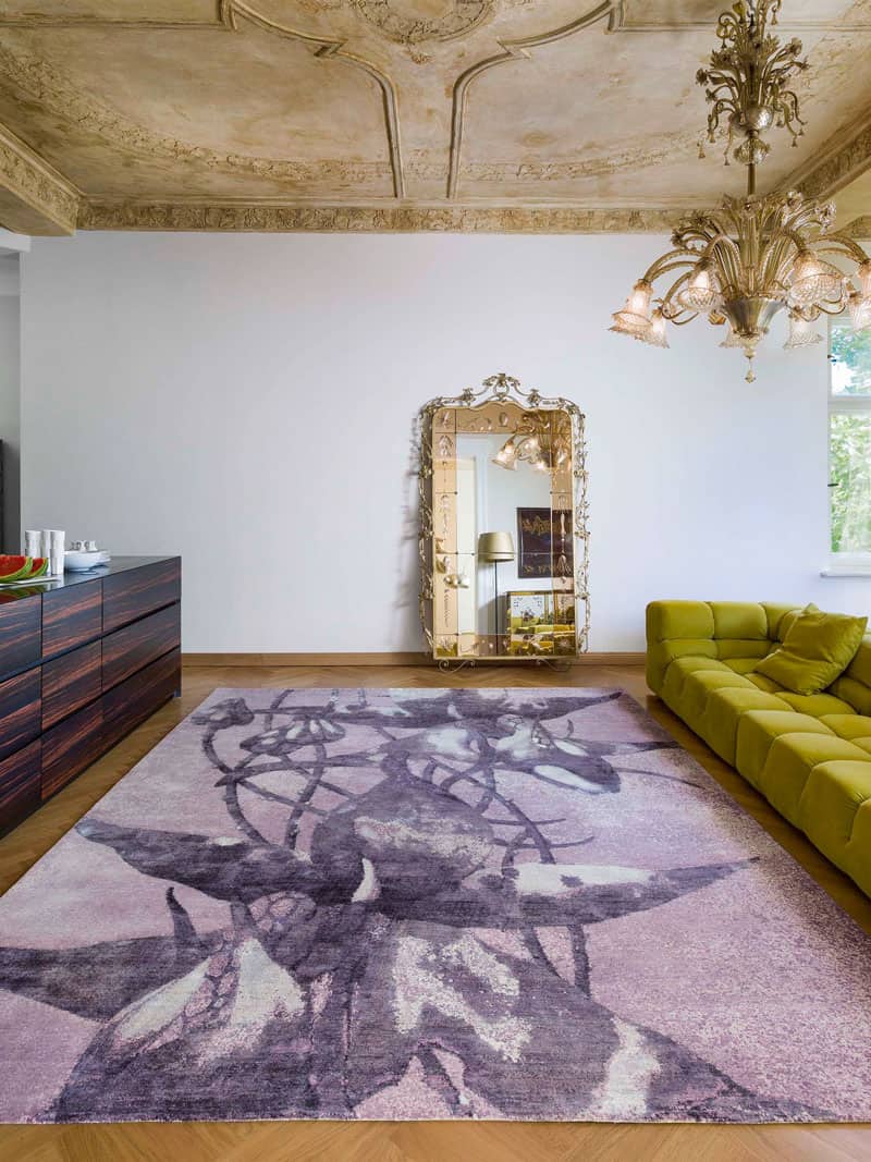 Tapis noué main Orchidée