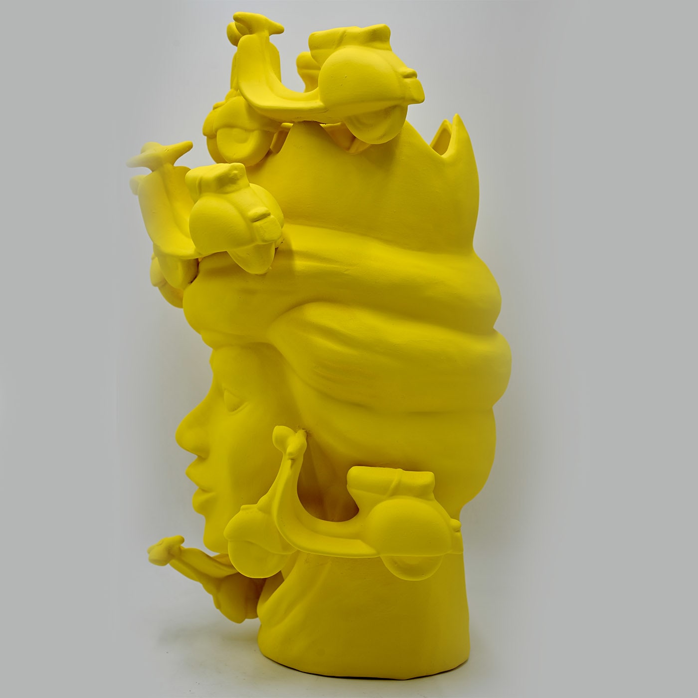Sculpture Tête De Maure Jaune Mat