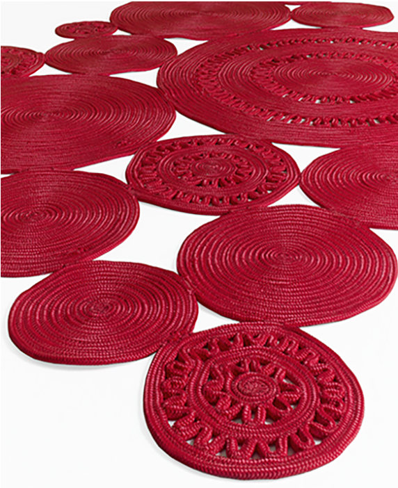 Tapis Patchwork Tressé Rouge