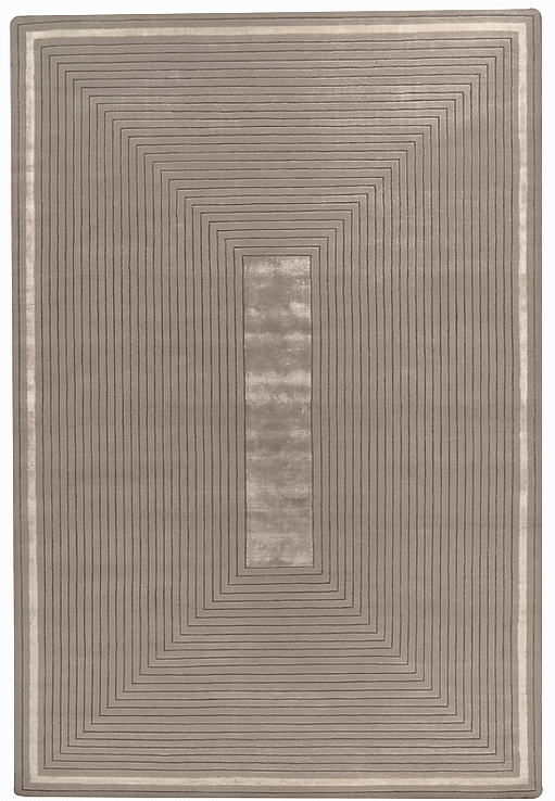 Tapis à Cadre Beige en Laine & Viscose