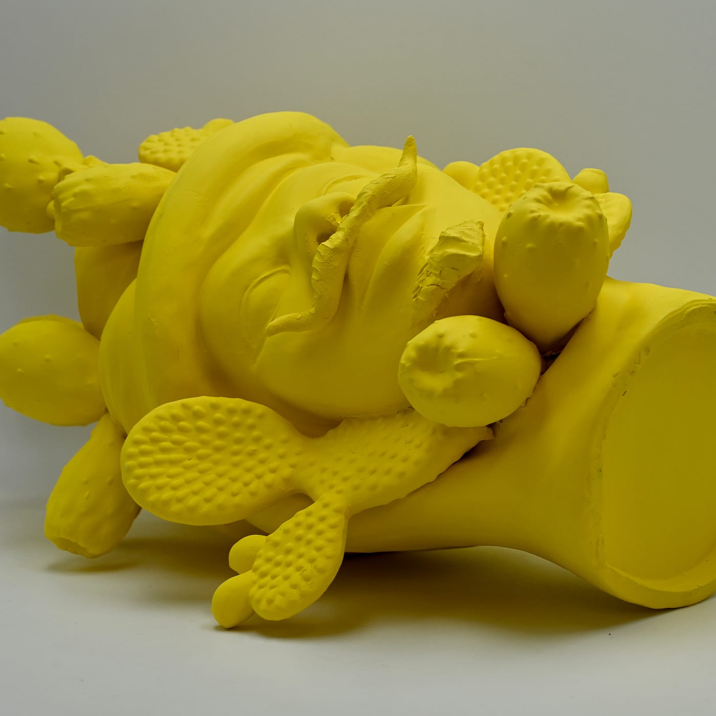 Sculpture Unique Tête De Maure Jaune