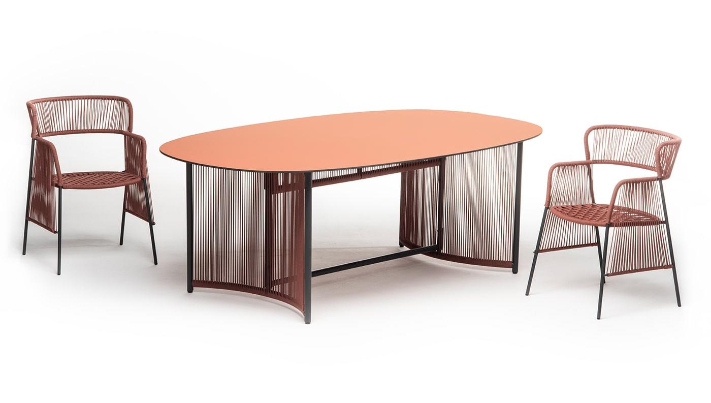 Table de Jardin Ovale Rouge Altana T-OV