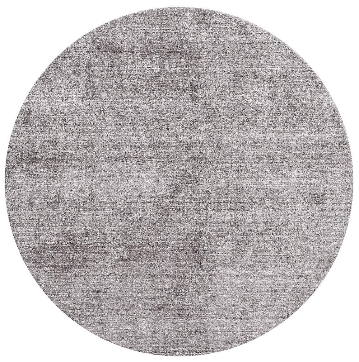 Tapis Rond Argenté en Soie de Bambou | Taille: Ø 300 cm