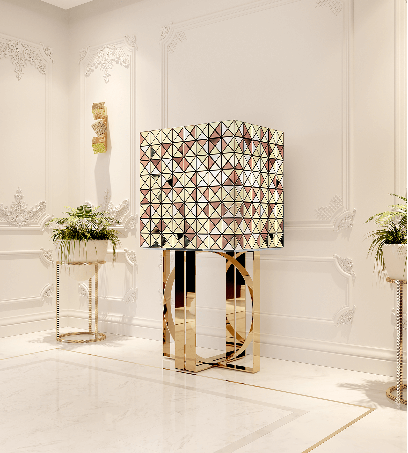 Armoire Accents Dorés Mosaic
