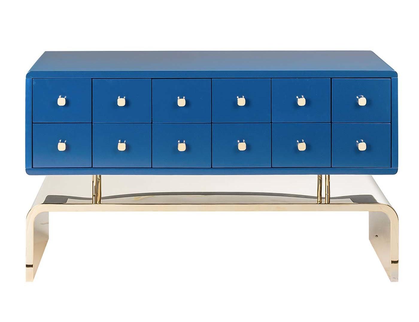 Commode capitonnée bleue Auspicious