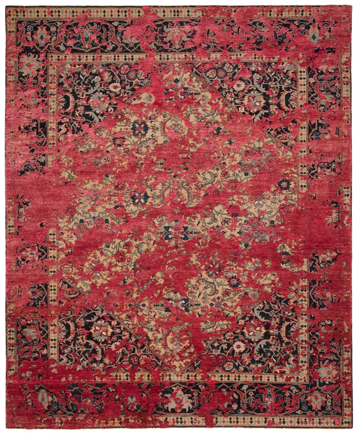 Tapis Serapi Queensbury Double Ciel Jaune Écarlate Soie