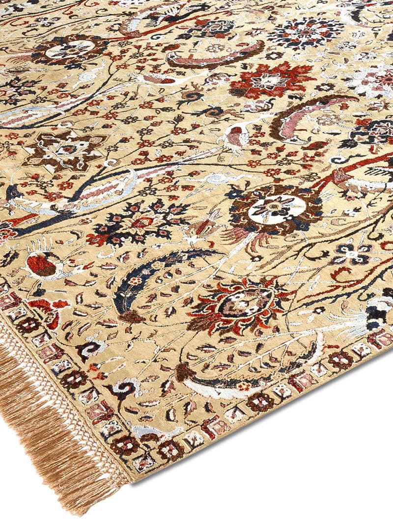 Tapis de luxe fait main Kerman Jaune | Taille: 170 x 240 cm