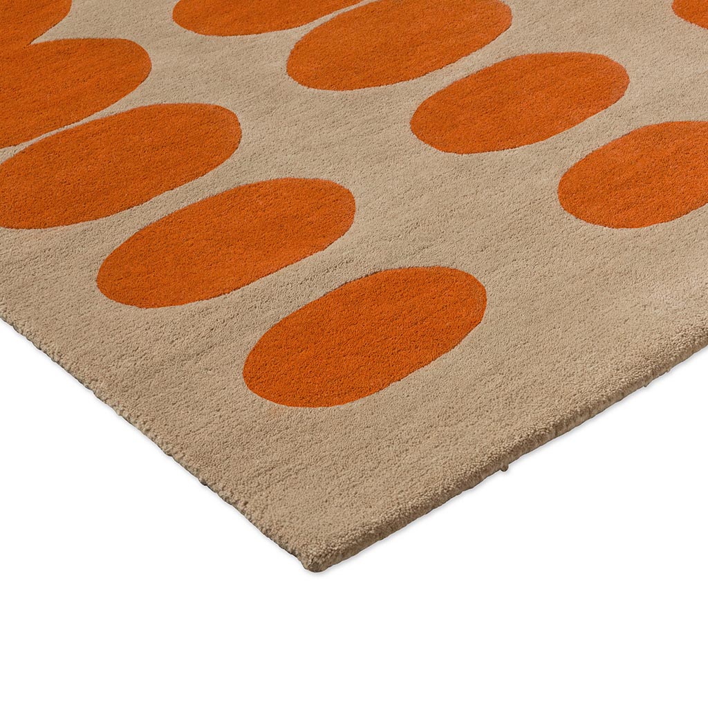 Optical Oval Orange / Sand Tapis | Taille: 250 × 350 cm